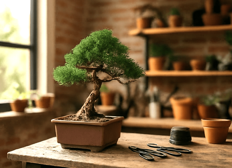 Bonsái casero en taller doméstico
