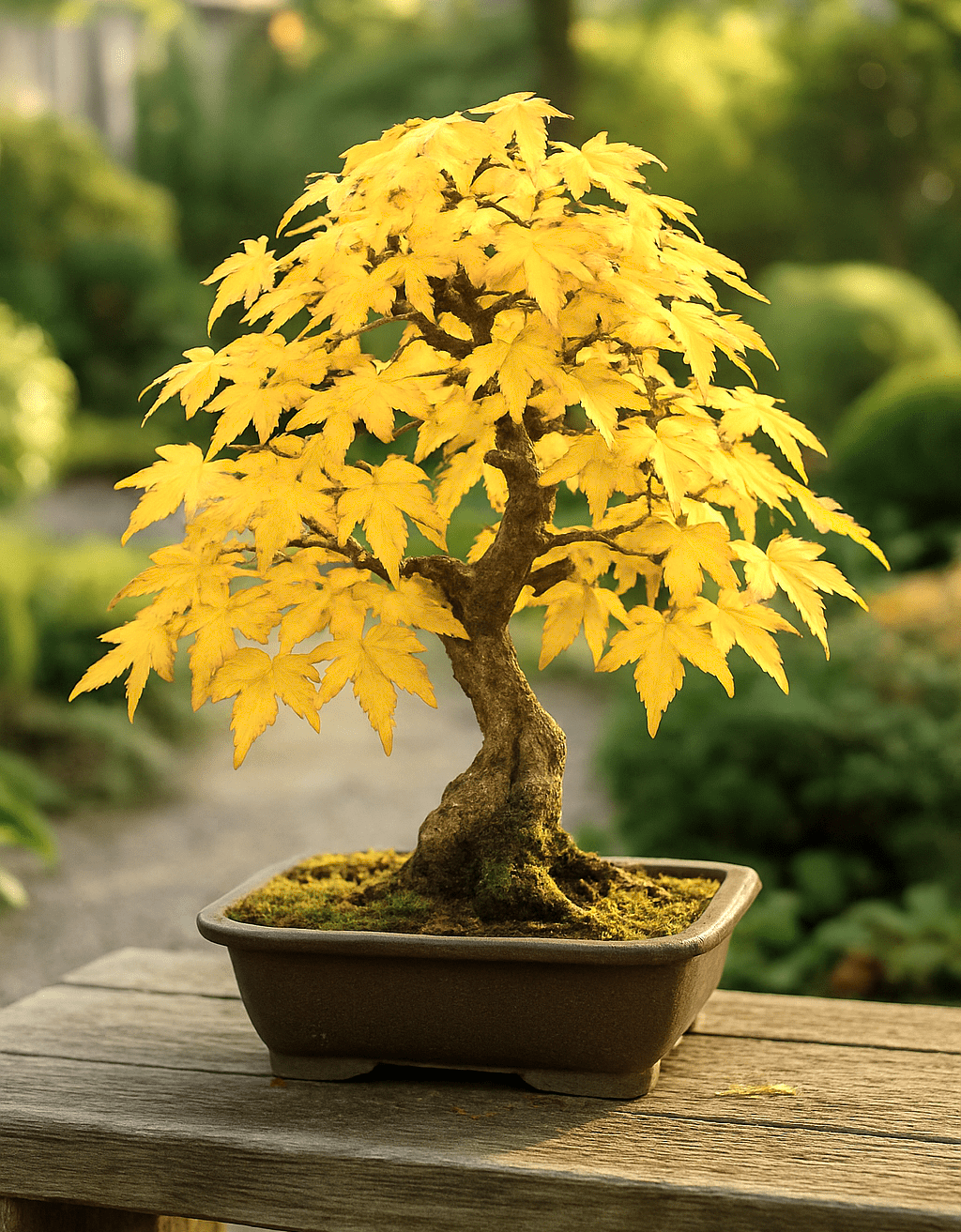 Bonsái con hojas amarillas
