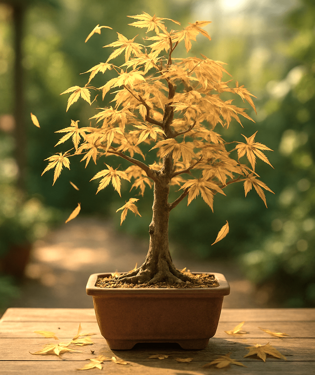 Bonsái con caída de hojas