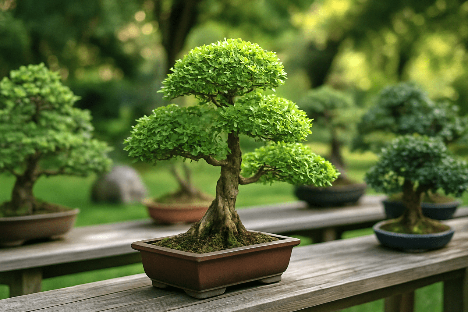 Bonsáis de exterior al aire libre
